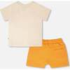 Organic Cotton T-Shirt And Short Set, Beige And Orange - Mixed Apparel Set - 2