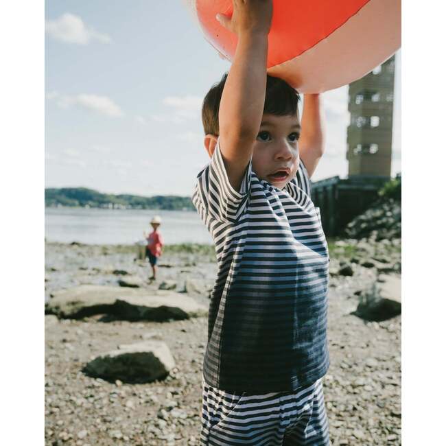 Organic Cotton Shorts, Striped Gradient Blue