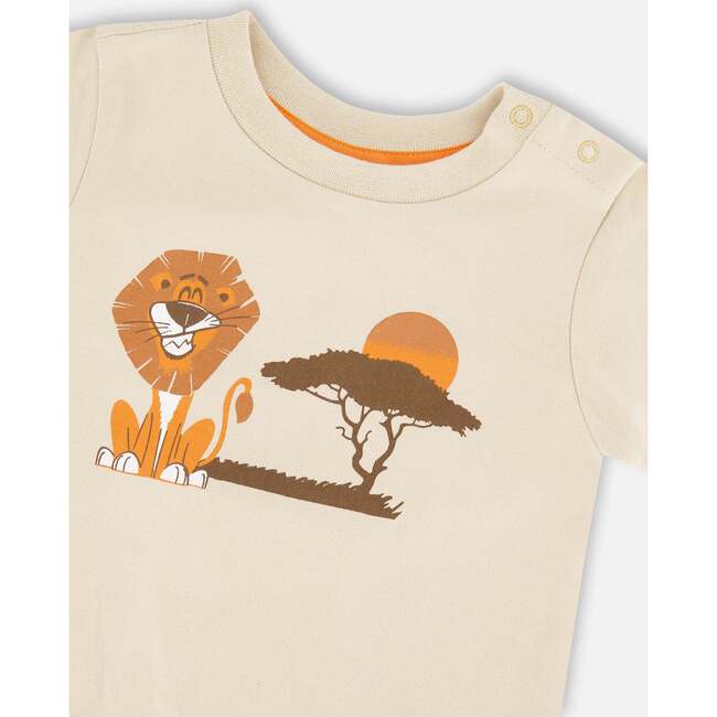 Organic Cotton T-Shirt And Short Set, Beige And Orange - Mixed Apparel Set - 3