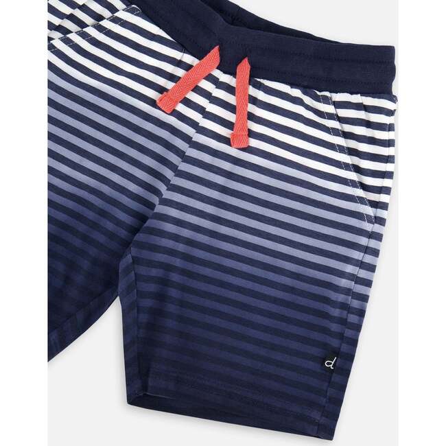 Organic Cotton Shorts, Striped Gradient Blue - Shorts - 5