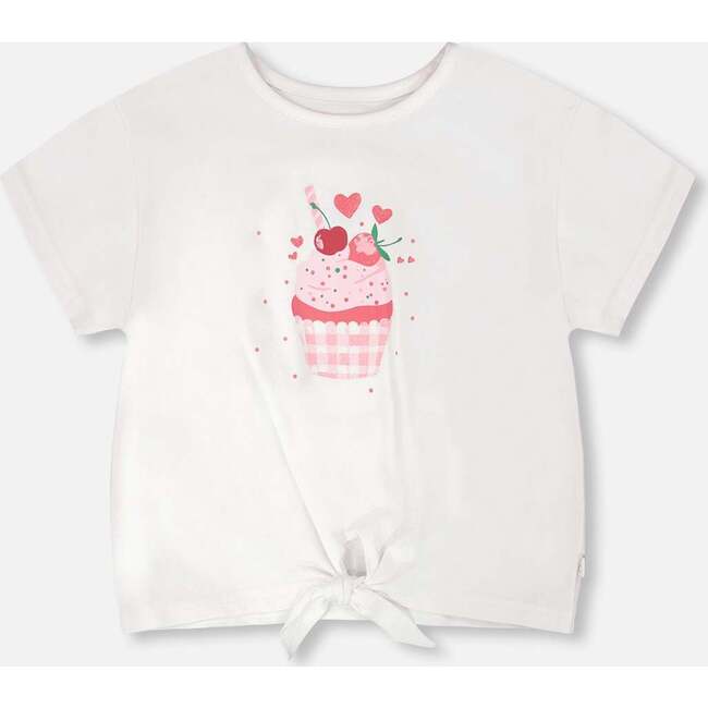 Organic Cotton Jersey T-Shirt With Tie At Waist, White