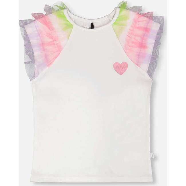 Organic Cotton Jersey T-Shirt With Mesh Sleeves, White