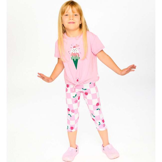 Organic Cotton Jersey T-Shirt With Tie At Waist, Pink