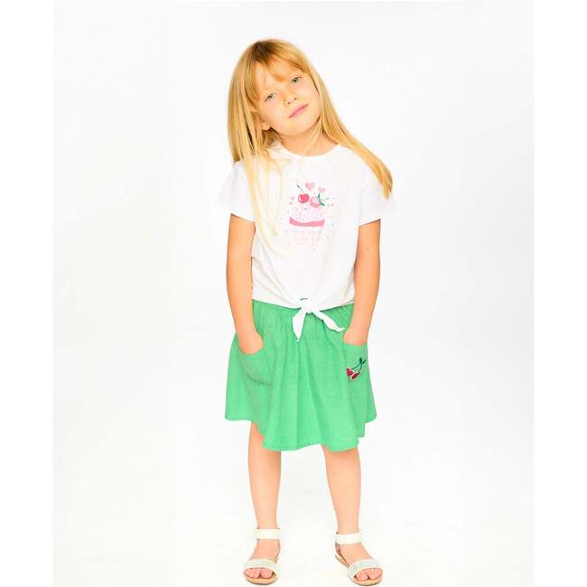 Organic Cotton Jersey T-Shirt With Tie At Waist, White