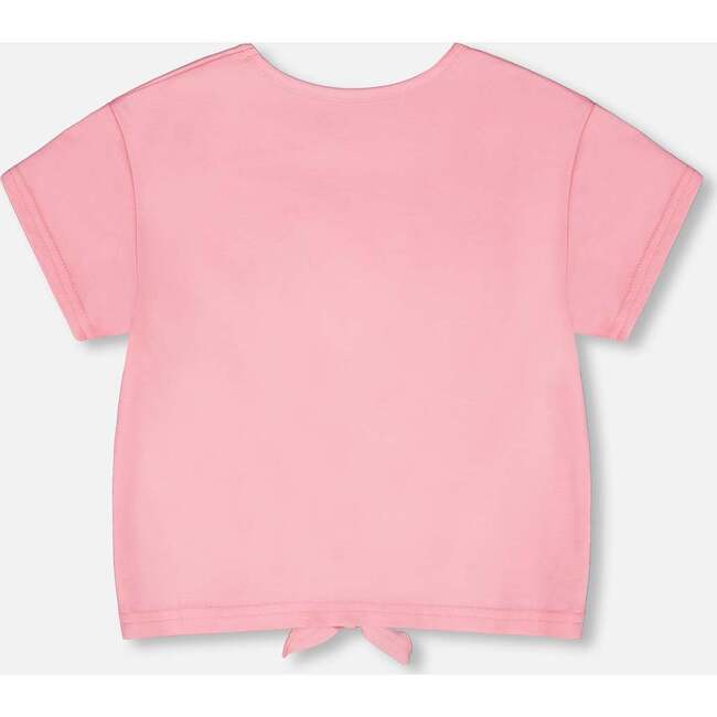 Organic Cotton Jersey T-Shirt With Tie At Waist, Pink - T-Shirts - 3