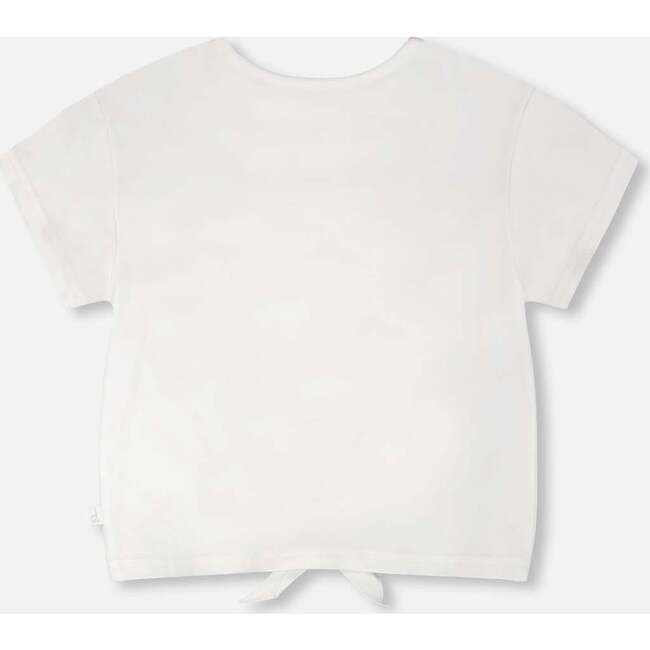 Organic Cotton Jersey T-Shirt With Tie At Waist, White - T-Shirts - 3