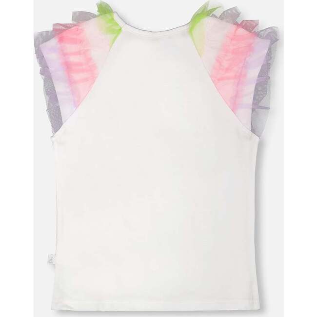 Organic Cotton Jersey T-Shirt With Mesh Sleeves, White - T-Shirts - 3