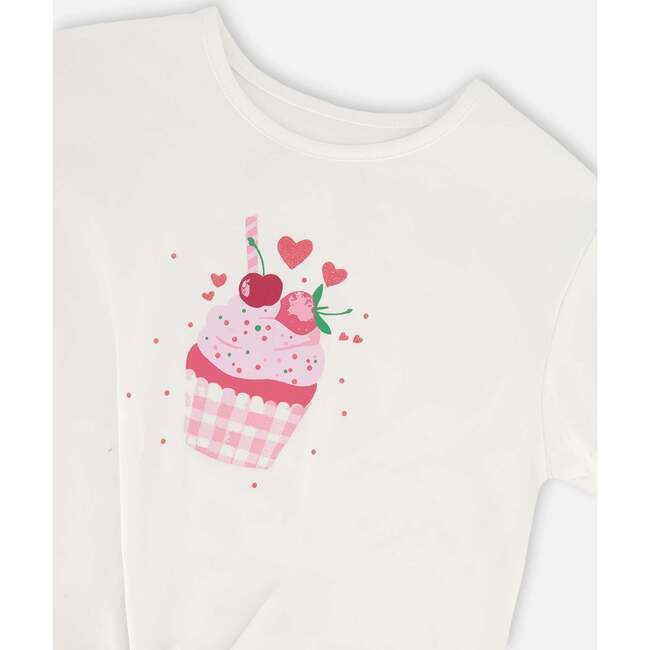 Organic Cotton Jersey T-Shirt With Tie At Waist, White - T-Shirts - 4