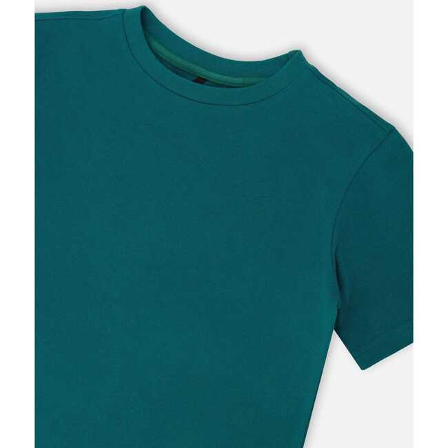 Organic Cotton Jersey T-Shirt Solid, Dark Turquoise - T-Shirts - 4