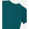 Organic Cotton Jersey T-Shirt Solid, Dark Turquoise - T-Shirts - 4