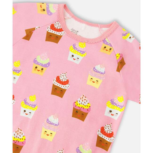 Organic Cotton Two-Piece Pajamas Set Pink Cupcake Print, Pink Printed Cupcake - Pajamas - 4
