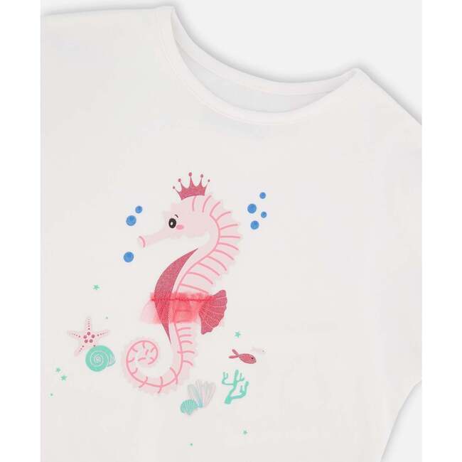 Organic Cotton Jersey T-Shirt, Seahorse White - T-Shirts - 4