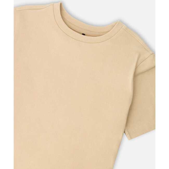 Organic Cotton Jersey T-Shirt Solid, Beige - T-Shirts - 4