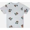 Organic Cotton Jersey T-Shirt, Blue Pug Print - T-Shirts - 1 - thumbnail