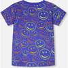 Organic Cotton Jersey T-Shirt, Blue Smiley Print - T-Shirts - 4 - thumbnail