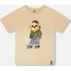 Organic Cotton Jersey T-Shirt, Beige - T-Shirts - 1 - thumbnail