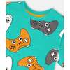 Organic Cotton Jersey T-Shirt, Blue Printed Gamepads - T-Shirts - 4