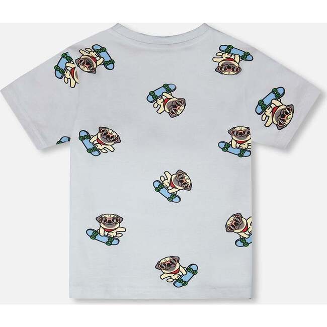 Organic Cotton Jersey T-Shirt, Blue Pug Print - T-Shirts - 3