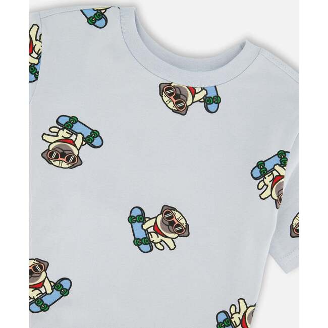 Organic Cotton Jersey T-Shirt, Blue Pug Print - T-Shirts - 4