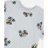Organic Cotton Jersey T-Shirt, Blue Pug Print - T-Shirts - 4