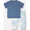 Organic Cotton Jersey T-Shirt And Pants Set, Medium Blue & Blue Turtle Print - Mixed Apparel Set - 3