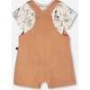 Organic Cotton Jersey T-Shirt And Cotton Rib Pants Set, Beige Zebra Print & Caramel - Mixed Apparel Set - 3
