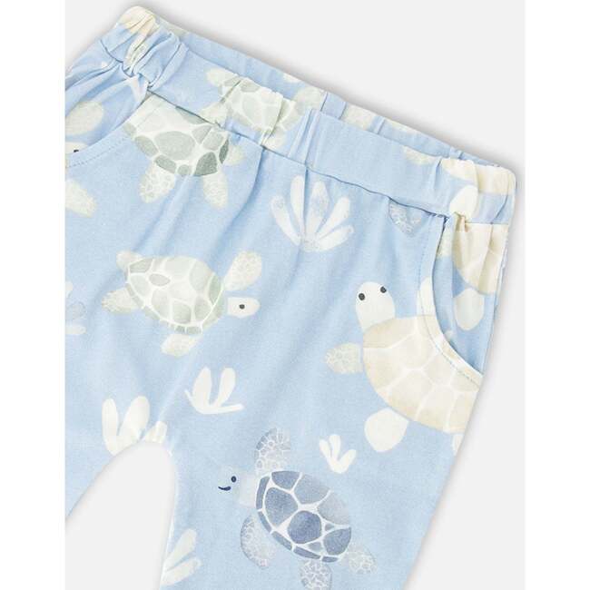 Organic Cotton Jersey T-Shirt And Pants Set, Medium Blue & Blue Turtle Print - Mixed Apparel Set - 5