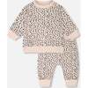 Organic Cotton Jersey Sweater And Pants Set, Peach Animal Print - Mixed Apparel Set - 1 - thumbnail