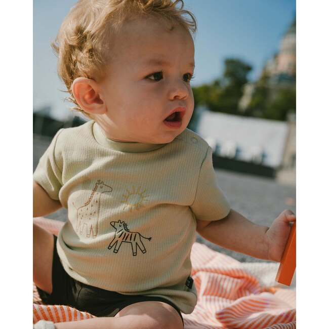 Organic Cotton Jersey Sweater And Pants Set, Sage Green And Black