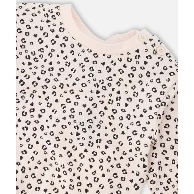 Organic Cotton Jersey Sweater And Pants Set, Peach Animal Print - Mixed Apparel Set - 3