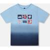 Organic Cotton Short Sleeve T-Shirt, Blue Gradient - T-Shirts - 1 - thumbnail