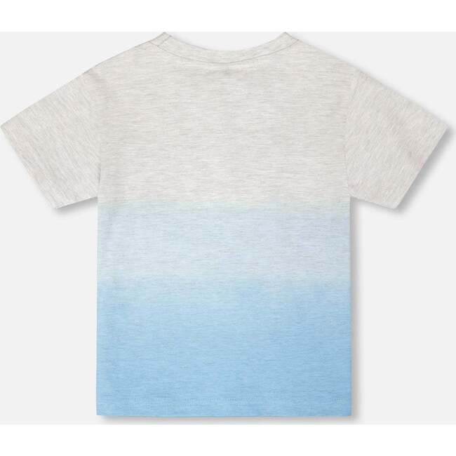 Organic Cotton Short Sleeve T-Shirt, Grey Mix To Blue Gradient - T-Shirts - 3