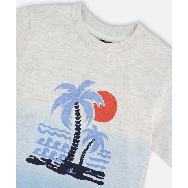 Organic Cotton Short Sleeve T-Shirt, Grey Mix To Blue Gradient - T-Shirts - 4