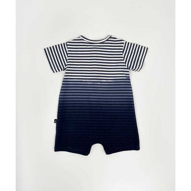 Organic Cotton Romper, Striped Gradient Blue