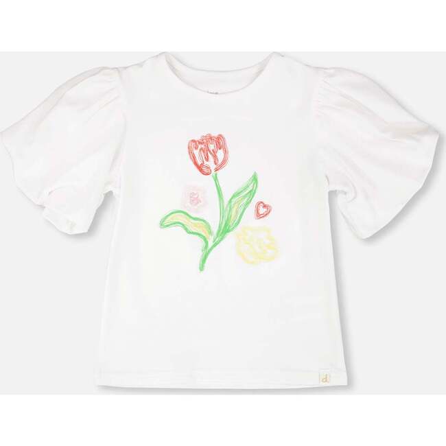 Organic Cotton Jersey Top With Embroidery, White
