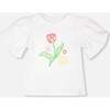 Organic Cotton Jersey Top With Embroidery, White - T-Shirts - 1 - thumbnail