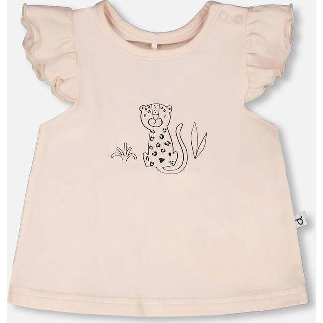 Organic Cotton Jersey Top And Short Set, Peach And Peach Animal Print