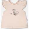 Organic Cotton Jersey Top And Short Set, Peach And Peach Animal Print - Mixed Apparel Set - 1 - thumbnail