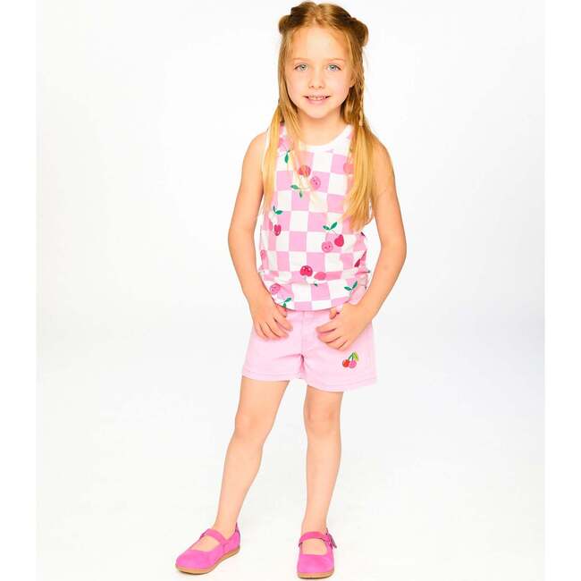 Organic Cotton Jersey Tank Top, Pink Printed Cherries