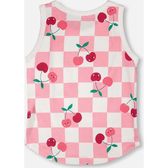 Organic Cotton Jersey Tank Top, Pink Printed Cherries - Tank Tops - 3