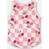 Organic Cotton Jersey Tank Top, Pink Printed Cherries - Tank Tops - 3