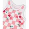 Organic Cotton Jersey Tank Top, Pink Printed Cherries - Tank Tops - 4