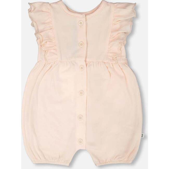 Organic Cotton Jersey Romper With Frills, Peach