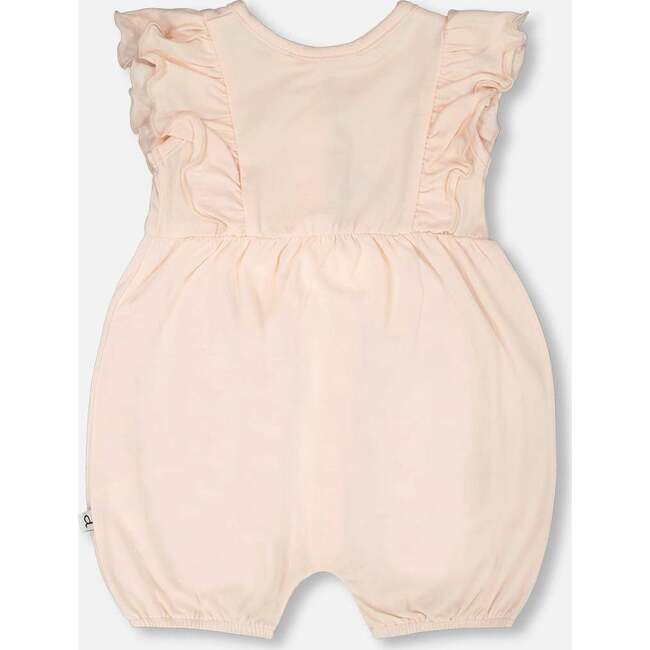 Organic Cotton Jersey Romper With Frills, Peach