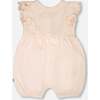 Organic Cotton Jersey Romper With Frills, Peach - Rompers - 2