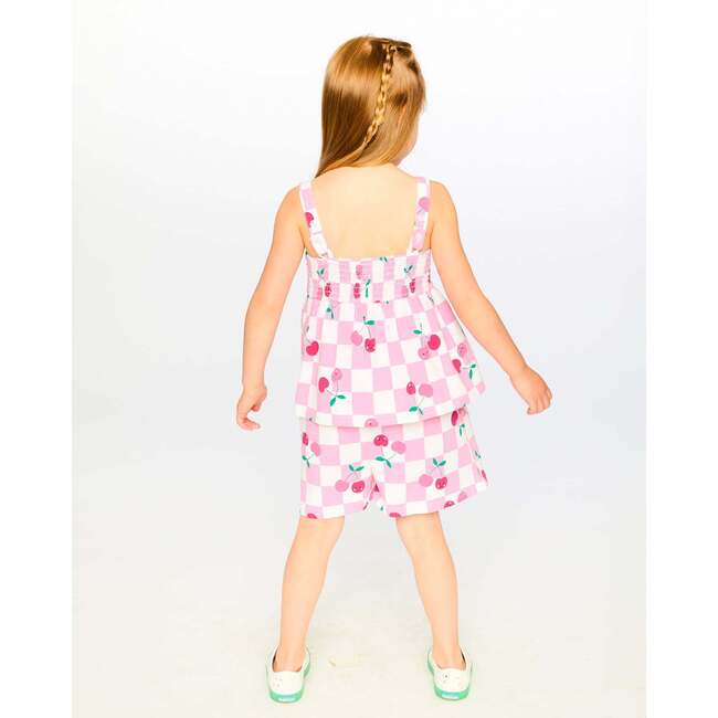 Organic Cotton Jersey Romper, Pink Printed Cherries