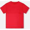 Organic Cotton Colorblock Jersey T-Shirt With Chest Pocket, Red - T-Shirts - 1 - thumbnail