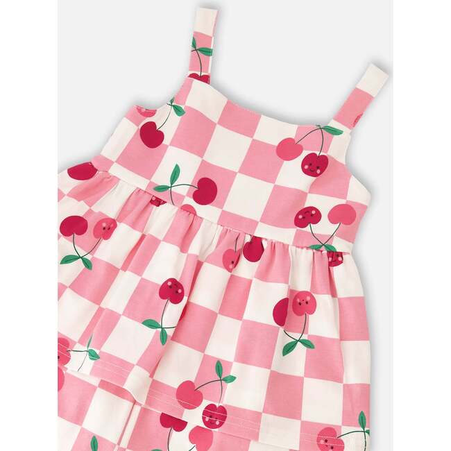 Organic Cotton Jersey Romper, Pink Printed Cherries - Rompers - 4