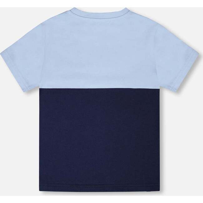 Organic Cotton Colorblock Jersey T-Shirt With Chest Pocket, Dark Blue - T-Shirts - 3