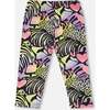 Organic Cotton Jersey Capri, Black With Multicolored Print - Leggings - 3
